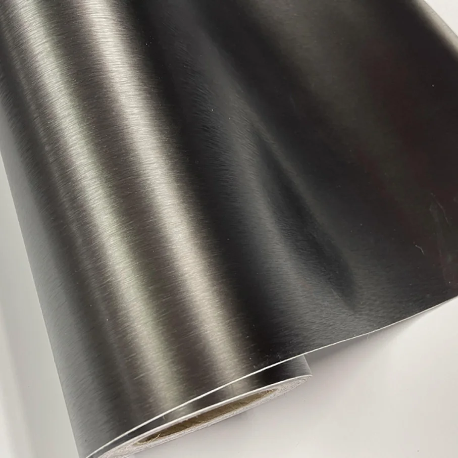 سيارة التصميم الأسود الظلام رمادي فضي لامع ناعم الألومنيوم الفينيل سيارة التفاف فيلم حجم: 10/20/30/40/50/60X152CM/الكثير للاختيار