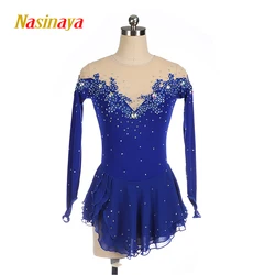 Artistic Gymnastics Performance Nasinaya Figure Skating Competition Training Dress Women's Children's Dress Blue Flower