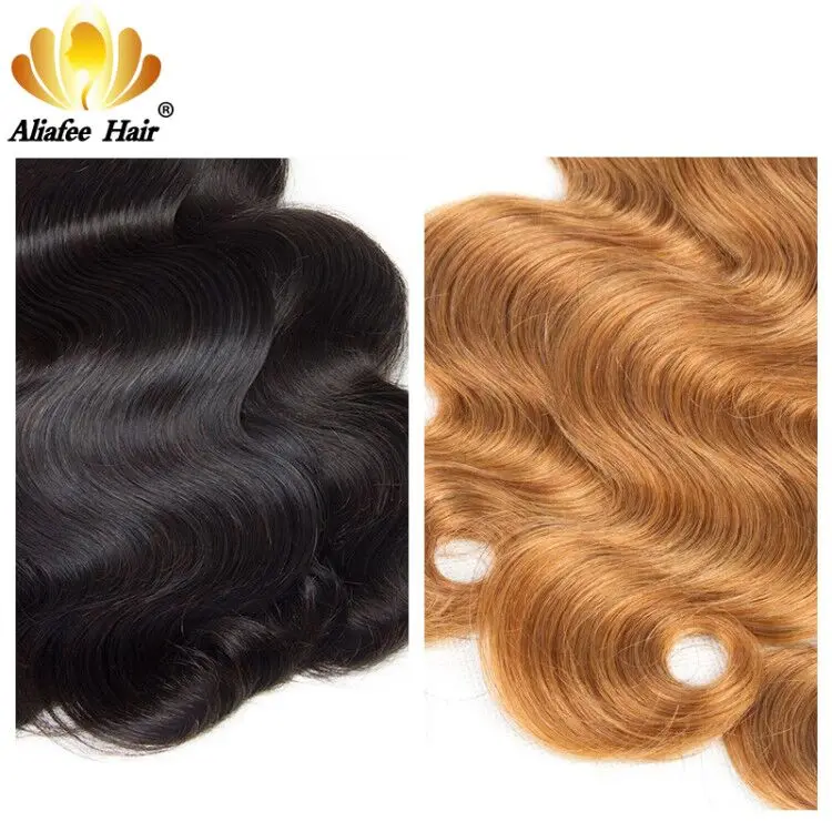 Aliafee – tissage en lot malaisien Non Remy Body Wave, couleur naturelle # T1B/27, 8-30 pouces, 100% cheveux naturels, Extension capillaire, 3 lots