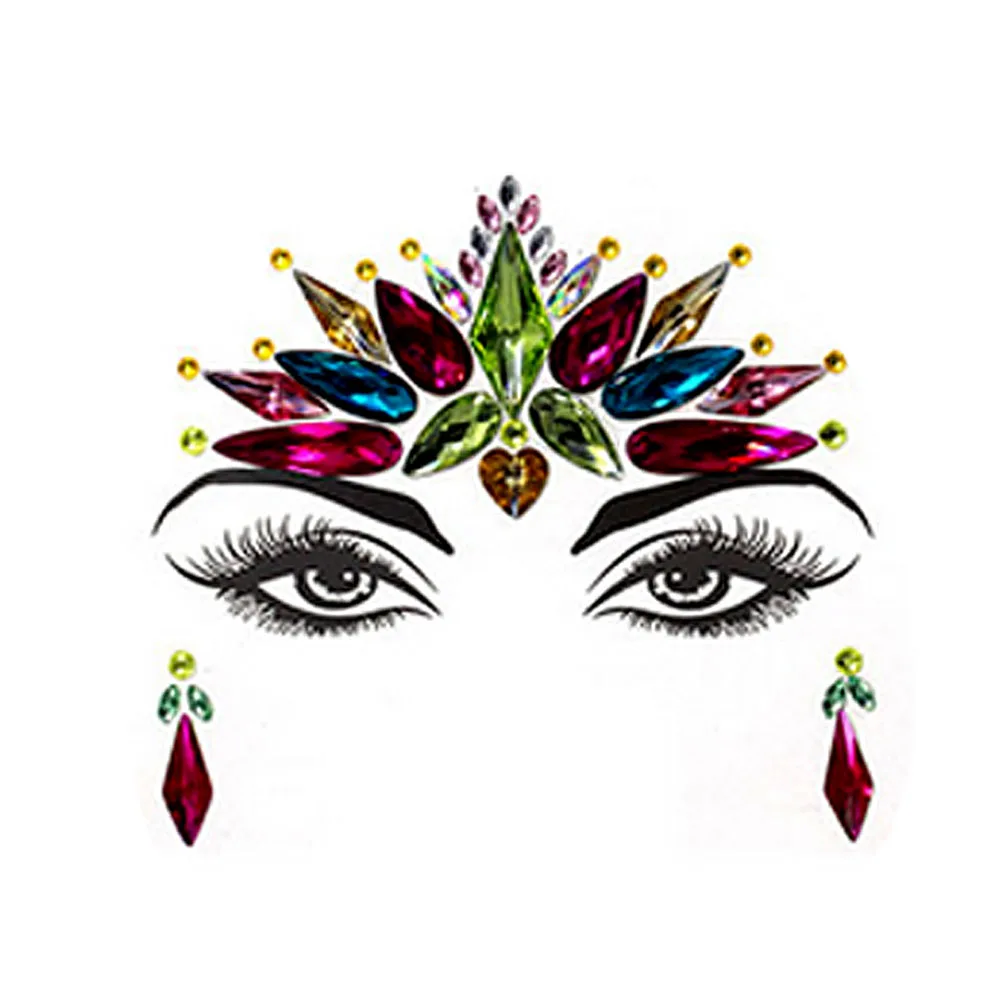 9 Set 3D Face Crystal Glitter Jewels Tattoo Sticker Fashion Face Body Gems Gypsy Festival Adornment Party Beauty Makeup Stickers