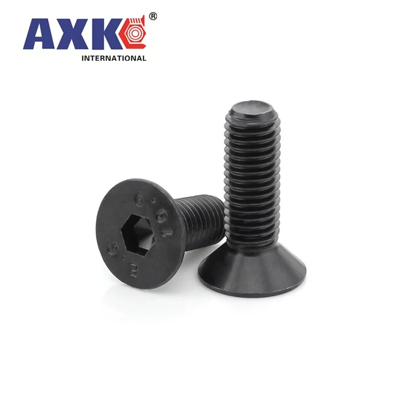 10/50pc M2 M2.5 M3 M4 M5 M6 M8 Black grade 10.9 steel GB70.3 Hexagon Hex Socket Head Flat Countersunk Allen Bolt Screw L=3-100mm