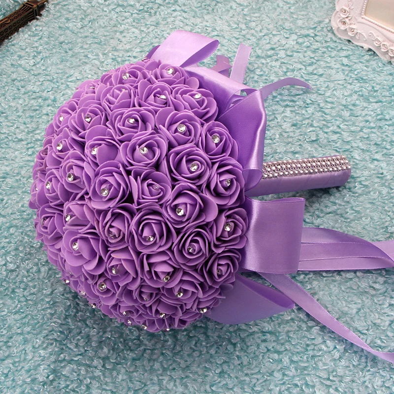 1Pcs Handmade Bridal Artificial Foam Roses Flower Bride Bouquet Wedding Party Valentine's Day Decor Romantic image 2