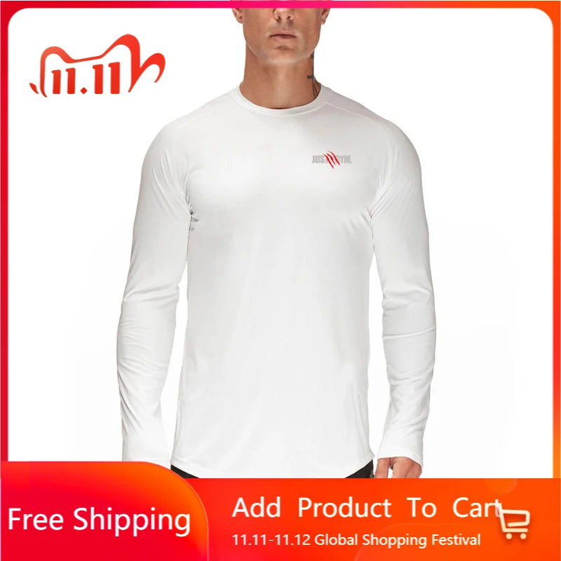 New Mens Running Training Casual O-Neck T-Shirt Brand Gyms Fashion Fitness Sporting Autumn Mesh Fit Long Sleeve T-shirt