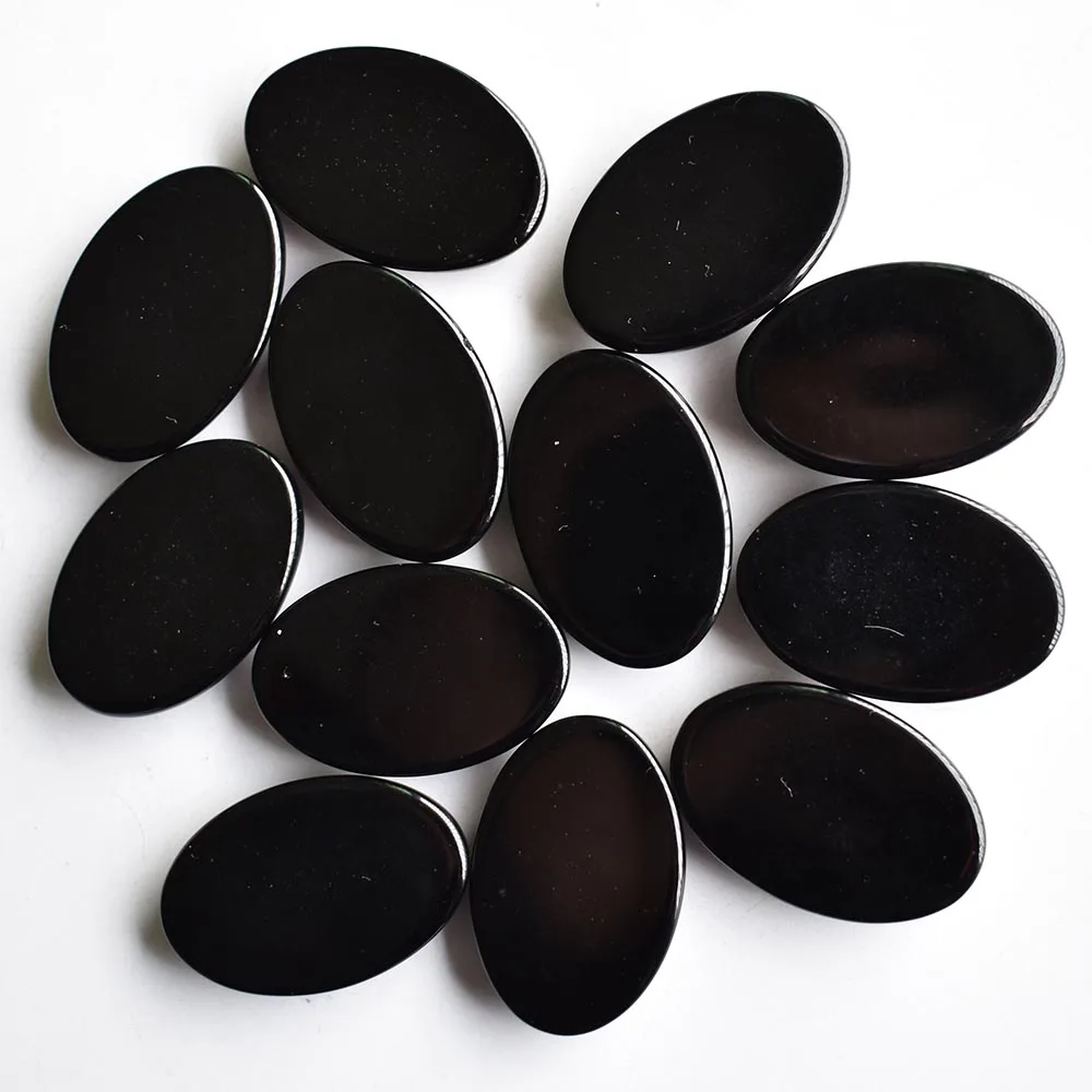 2020fashion hot sell good quality natural black onyx Oval CAB CABOCHON stones beads 20x30mm 12pcs/lot Wholesale Free shipping