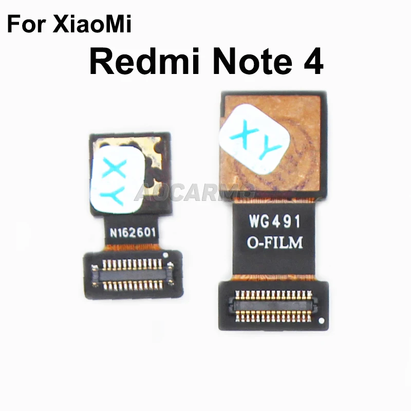 Aocarmo For XiaoMi Redmi Note 4 Front Face Small Camera + Back Rear Camera Module Big Camera Flex Cable Replacement Parts