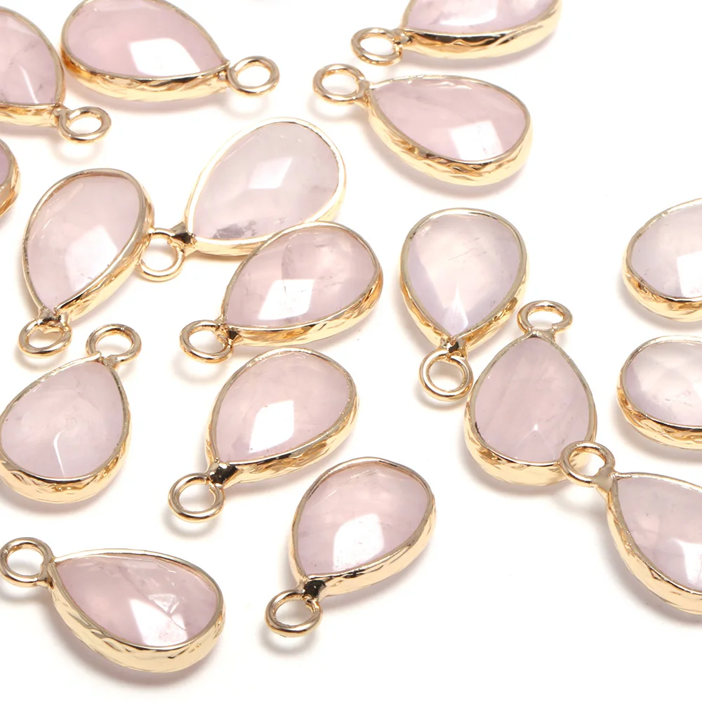 Natural Stone Faceted Rose Quartzs Pendant Water drop shape Exquisite Charms for Jewelry Making Diy earring necklace accessories