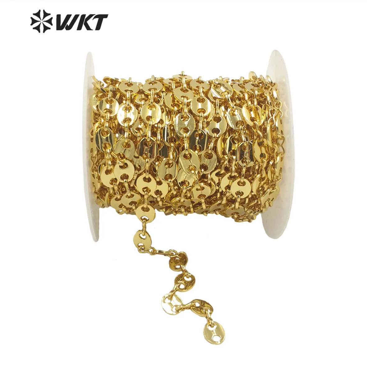 WT-BC158 WKT, venta al por mayor, cadena de metal con forma de café punk grande y estañable galvanizada en oro para fabricación de collares de joyería