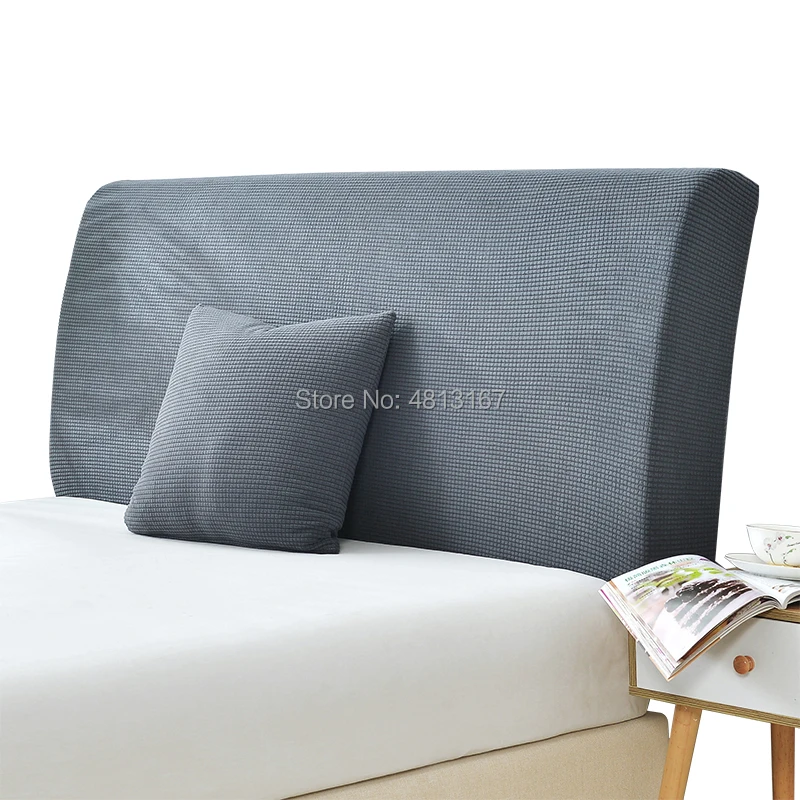 Solid Color Bed Headboard Slipcover Elastic Headboard Cover Bed Head Back Protection Dust Cover 120-220cm