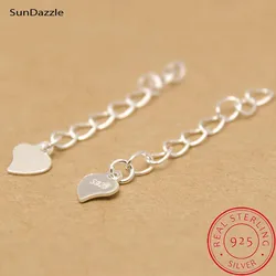 Genuine Real Solid 925 Sterling Silver Extension Chains Necklace Bracelet Extended Tail Chain Heart DIY Jewelry Findings