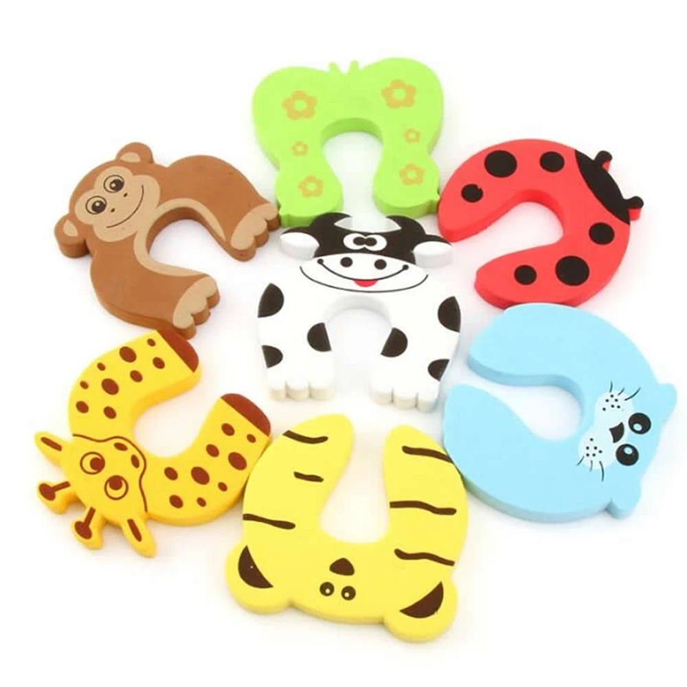 7pcs/lot Silicone Doorways Gates Decorative Door Stopper Baby Safety Care Cartoon Animal Jammer Kid Children Protection Door