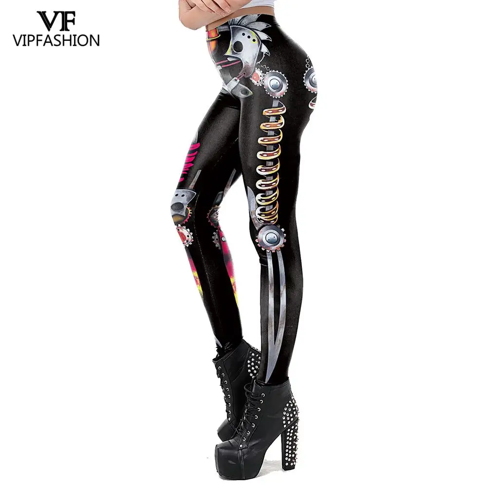 VIP FASHION Adult Steampunk Skeleton Leggings Adventure Halloween Party Trousers Summer Women Sexy Tight Pants Streetwear Bottom