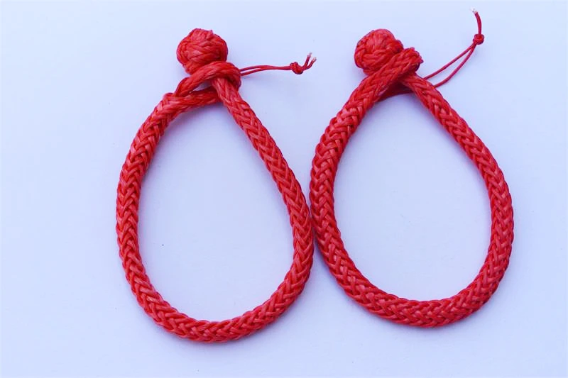 2pcs Red 4mm*80mm Synthetic  Soft  Off Road Shackles 6200 lbs Maximum Break Strength,Rope Shackles for ATV UTV YACHT