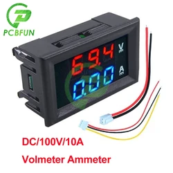 DC 100V 10A Mini Voltmeter Ammeter 2 Wire 3 Wire DC 12V 24V Car Volt Voltage Current Meter Volt Meter Display Voltage Indicator