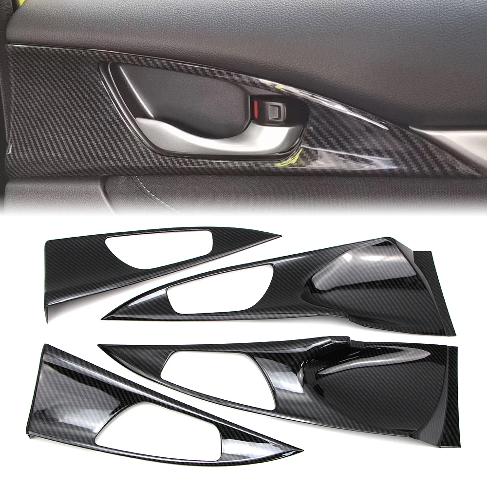 

Interior Door Handle Bowl Cover for Honda Civic 2016 2017 2018 2019 Carbon Fiber Style