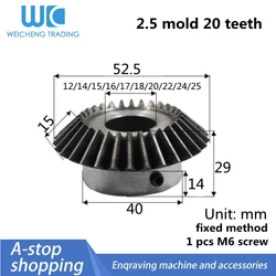 1pcs Bevel Gear 2.5 Mold 20 Teeth Hole 12mm 14mm 15mm 16mm 17mm 18mm 20mm 22mm 24mm 25mm 90 Degree Transmission Gear CNC Parts