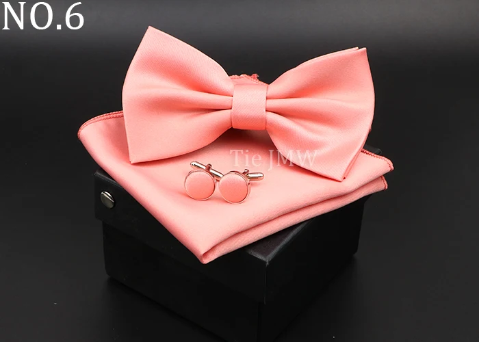 Herren Klassische Helle Farbe Bowtie Set Grün Rosa Blau Rot Fliege Manschettenknöpfe Hochzeit Krawatten Taschentuch Party Geschenk Krawatte Hemd zubehör – Detail 6