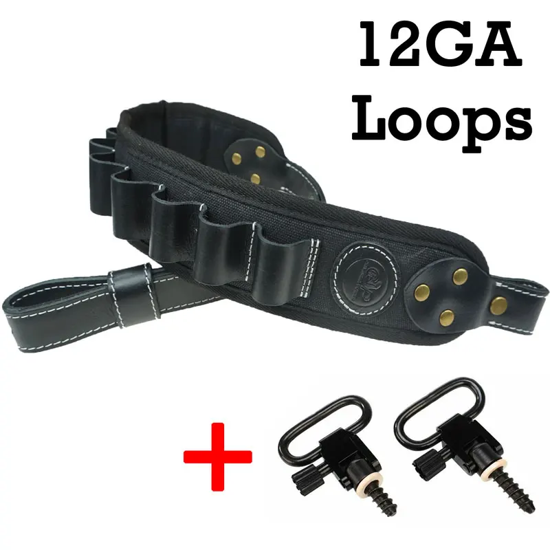 Leather Rifle Sling Shoulder Padding Tactical Strap And Shotgun Gun Buttstock Ammo Shell Holder For 5pcs 12 Gauge