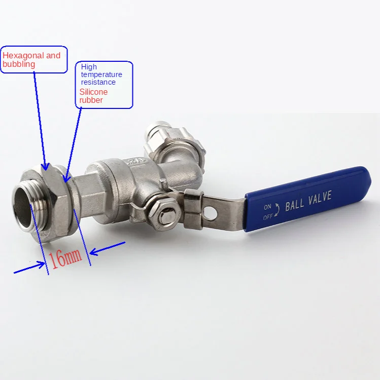 Stainless Steel Ball Valve - 1/2 Inch Weldless Bulkhead Bibcock for Building Home Brew Kettle/Mash Tun