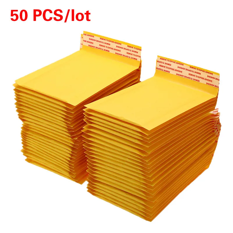 In stock  7 sizes 50Pcs Kraft Paper Envelopes Bags Padded Mailers Shipping Envelope With Bubble Mailing Bag