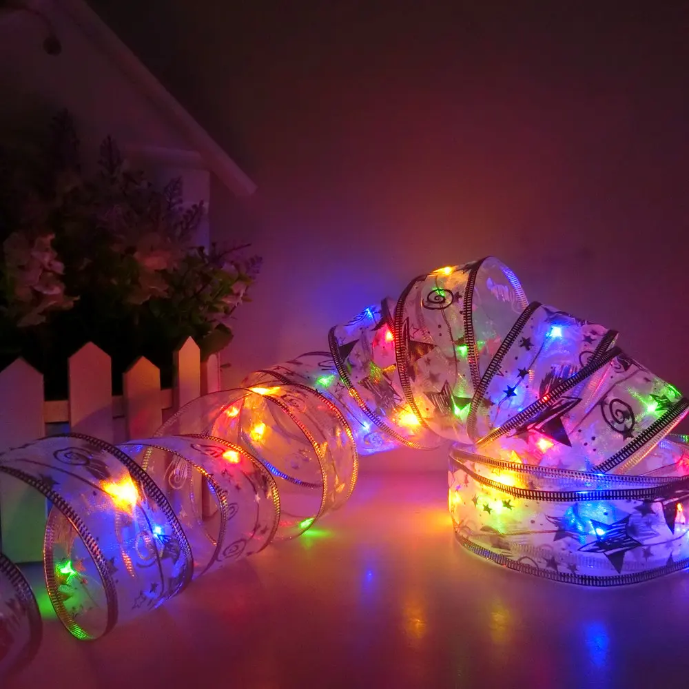 LED Silk Ribbon String Fairy Lights 4M 40 Leds  For Christmas Wedding Party Decoration Package Ribbon