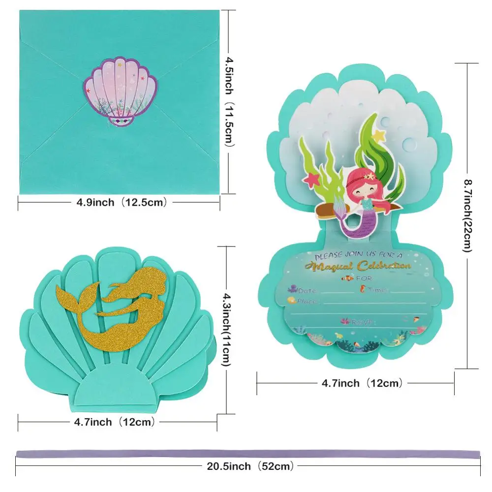 OurWarm Mermaid Paper Candy Gift Box invitation Card Gifts Bags Girls Birthday Treat Mermaid Party Favors Decoration Supplies