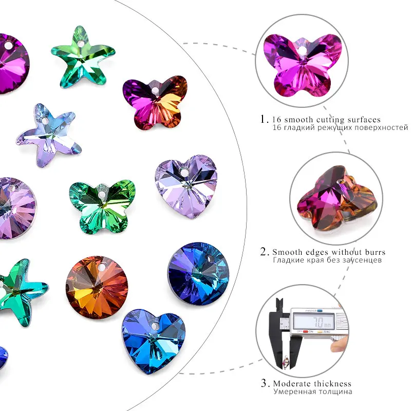 Multicolor Hart Hanger Glas Vlinder Kralen Crystal Star Bedels Voor Vrouwen Sieraden Maken Diy Kettingen Earring Bevindingen