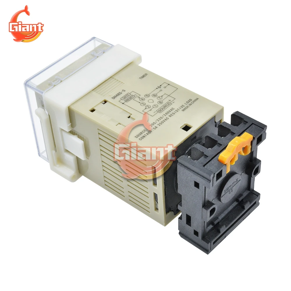 DH48S-S Digital AC 220V Precision Programmable Delay Relay Repeat Cycle SPDT with Socket Base DH48S Series Delay Timer 220V 12V