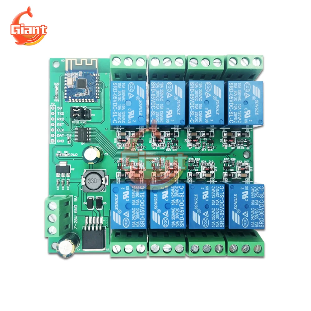 1/2/8-Channel BLE for Bluetooth 5.0 Relay Wireless Relay Module Componen Reserved UART Debugging Interface