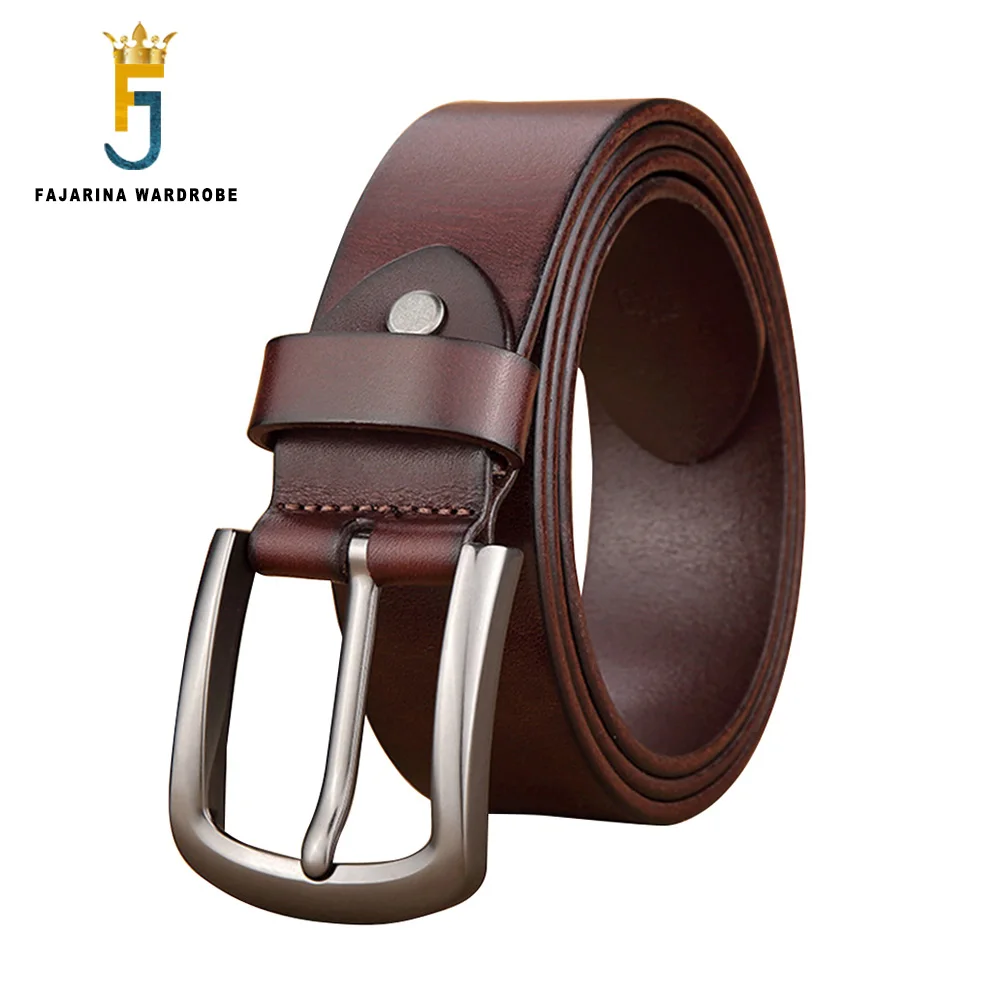 FAJARINA Men's Simple Design Styles Alloy Buckle Metal Cow Skin Belt Leather for Men Good Level Quality Cowhide Belts N17FJ998