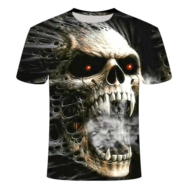 Skull Men\'s T-shirt Skeleton Punk Rock T Shirts 3d Print T-shirt Vintage Men Clothing Summer Tops Tee Oversized T Shirt