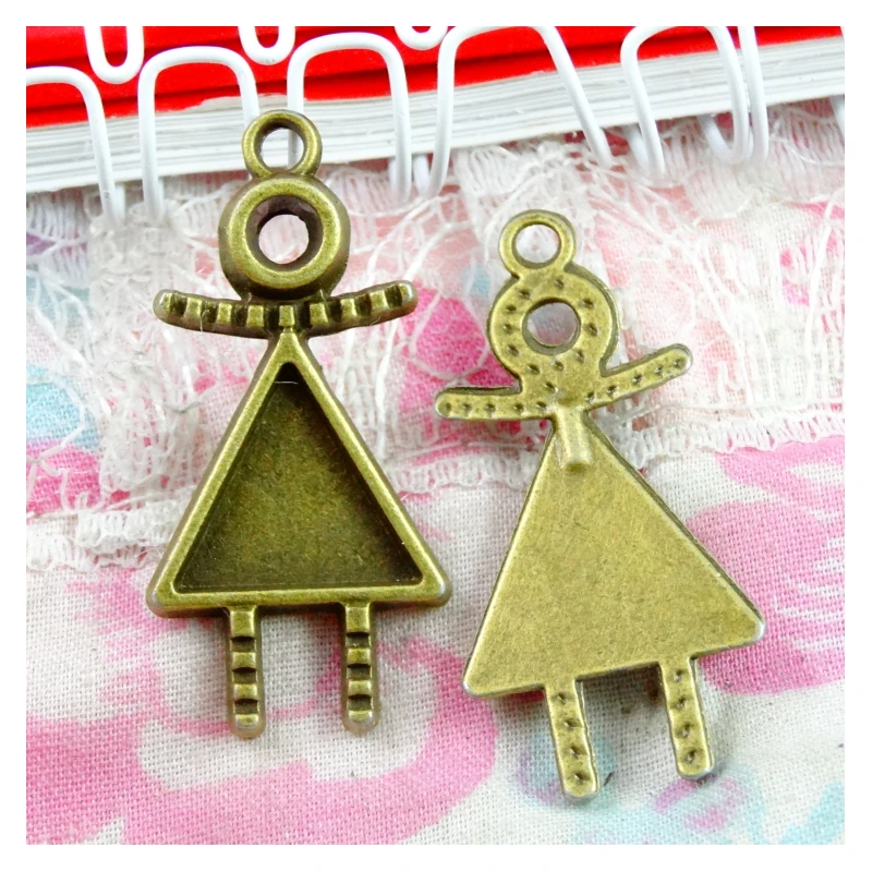 

20PCS 35*17MM Antique Bronze Plated Girl Pendant Charms Vintage Style Handmade Diy Jewelry Accessories