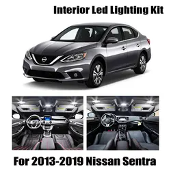 6 Bulbs White Car LED Interior Dome Light Kit Fit For 2013-2017 2018 2019 Nissan Sentra Trunk Ceiling License Plate Lamp