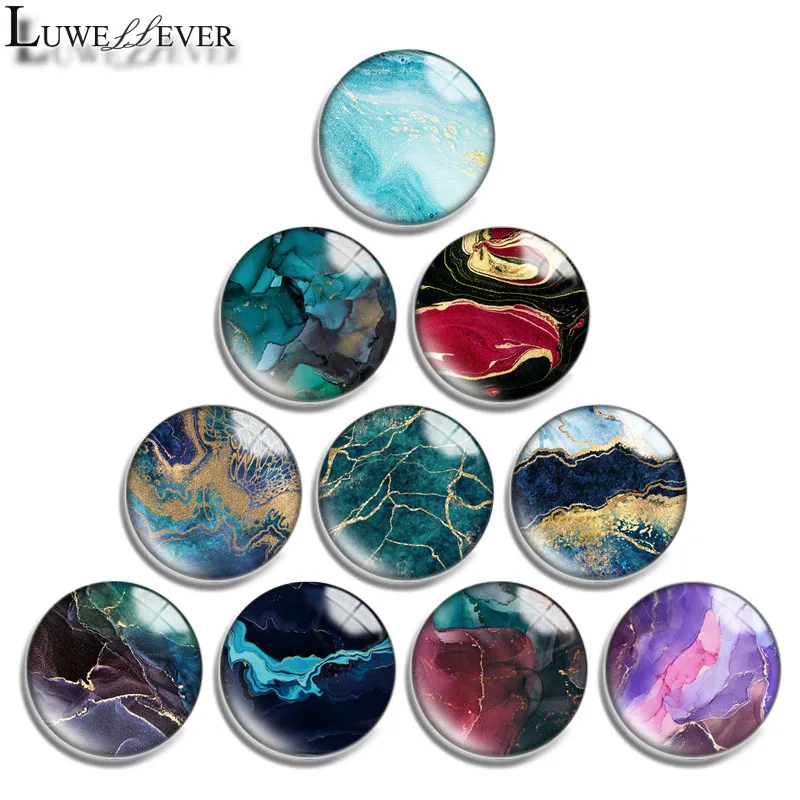 

12mm 14mm 16mm 20mm 25mm 30mm 698 Marbling Mix Round Glass Cabochon Jewelry Finding 18mm Snap Button Charm Bracelet