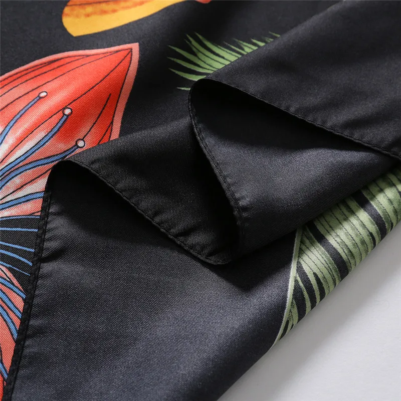 POBING Silk Scarf Women Large Shawls Tree Print Stoles Square Bandana Luxury Kerchief Hijab Scarf Female Foulards 130CM