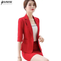 Naviu abito da donna di alta qualità Summer Fashion Temperament Blazer formale a mezza manica e gonna Office Ladies Interview Work Wear