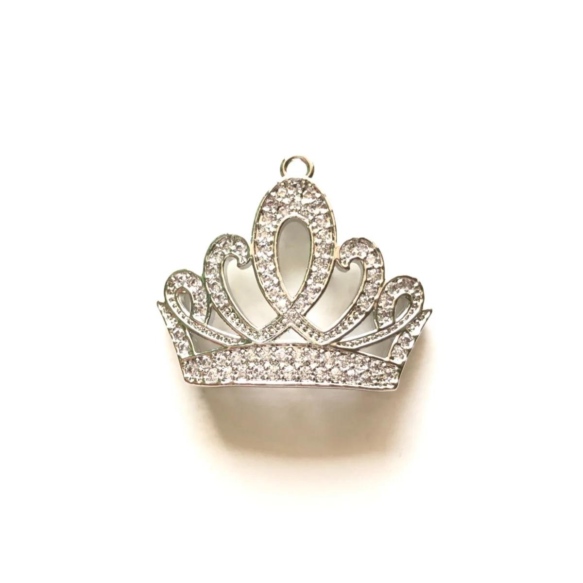 5pcs Zirconia Paved Queen Crown Charm for Women Bracelet Girl Necklace Making Symbolic Pendant for Handcrafted Jewelry Wholesale