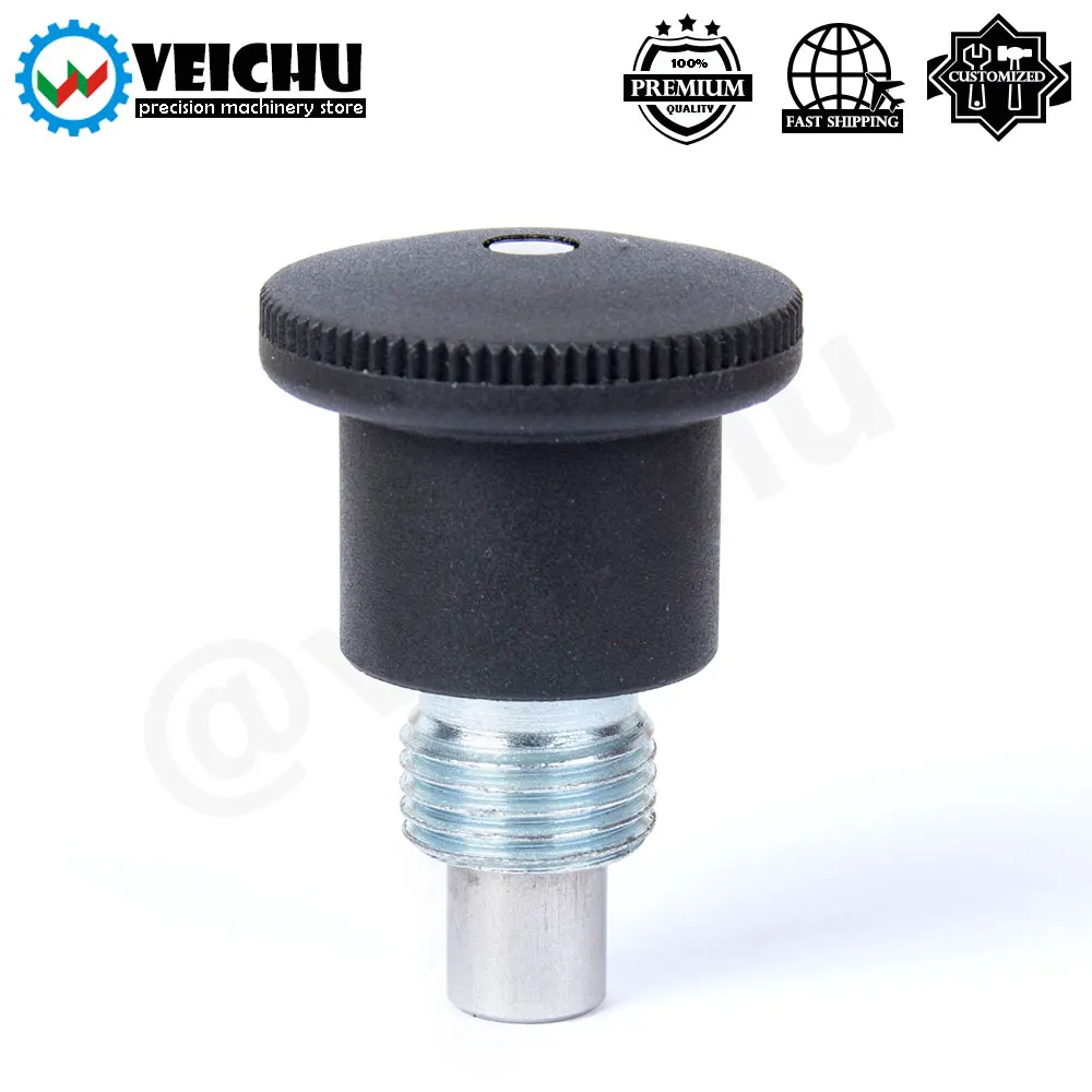 VEICHU VCN218 Return Type Dowel Black Plastic Knob Mini Locating Pins Fine/Coarse Thread Carbon Steel Indexing Plungers