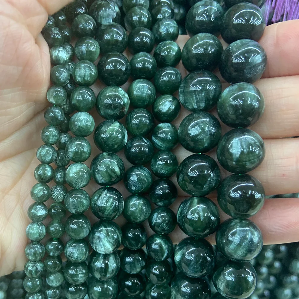 

Natural Green Charoite Beads 15'' 6-12mm Round DIY Loose Stone Beads For Jewelry Making Beads For Men Women Bracelet Necklace