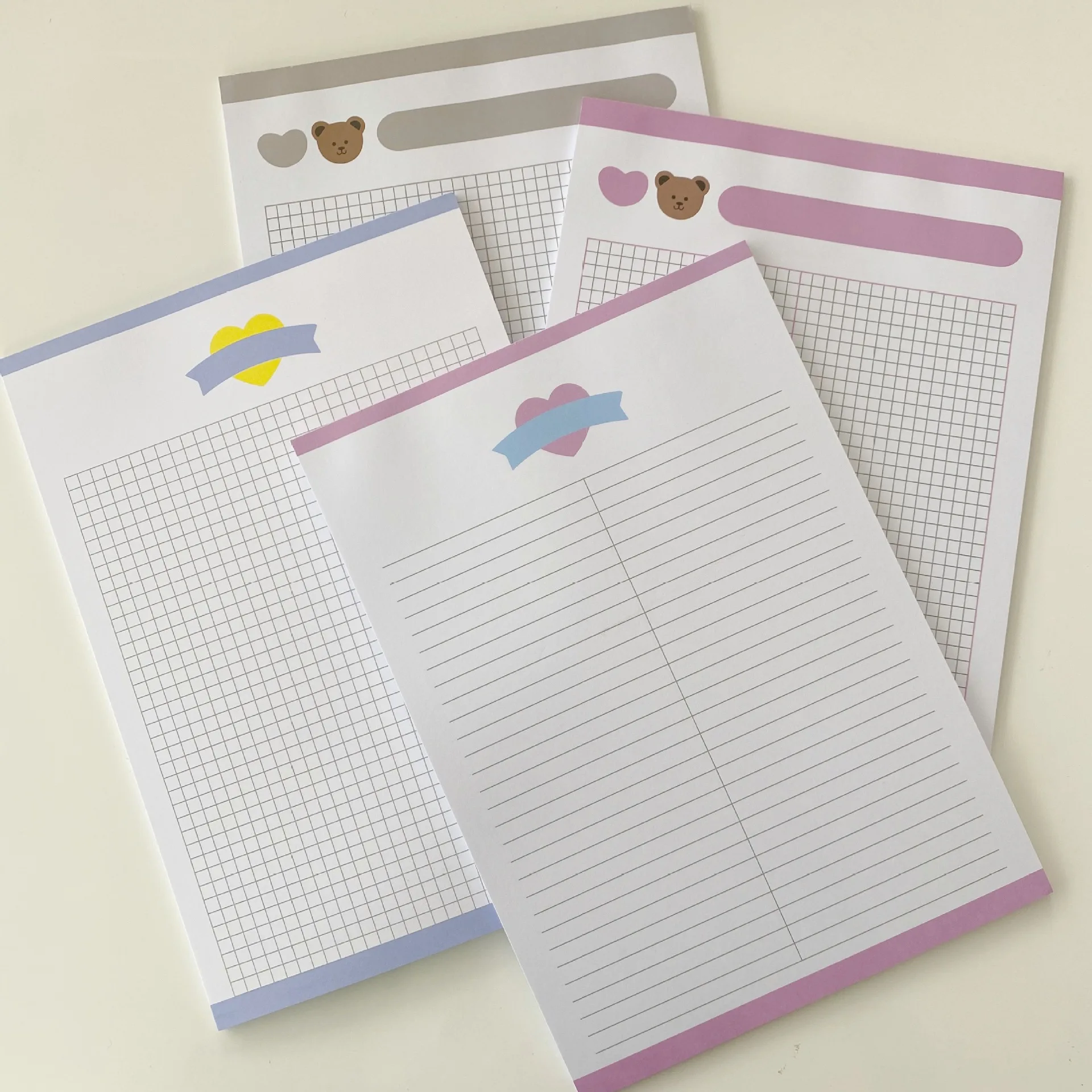 Ins Cartoon Bear Love Memo Pad 30 Sheets B5 Grid Horizontal Line Student Learning Note Paper Diary Notebook Kawaii Stationery