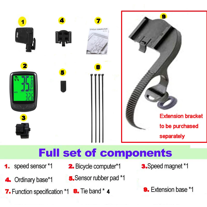 Computer per biciclette wireless, tachimetro per bicicletta impermeabile, grande schermo, contachilometri digitali a LED, MTB, temperatura,