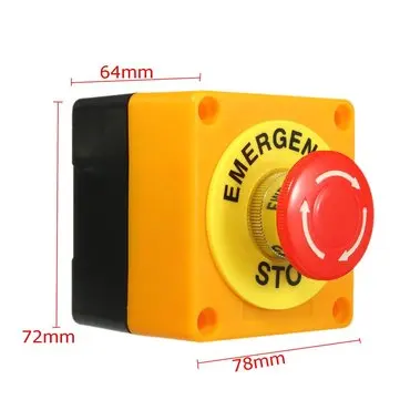 Emergency Stop With Waterproof Protective Box 1NO 1NC 10A 660V Mushroom Red Head 22mm Rotary Push Button Switch