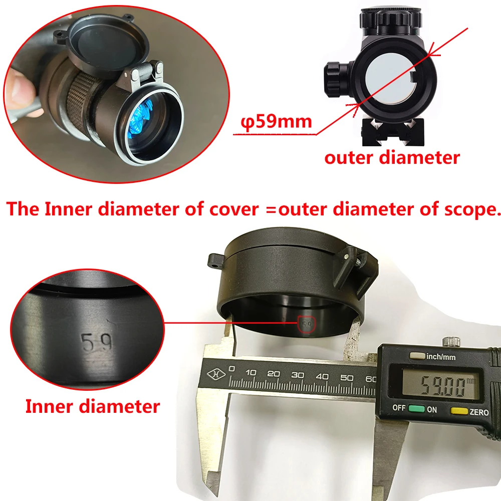 Dust-proof Lens Cover For Optical Sight 25.4mm to 53mm Inner Diamater Non-slip Eye Protect Objective Flip up Cap RL37-0042