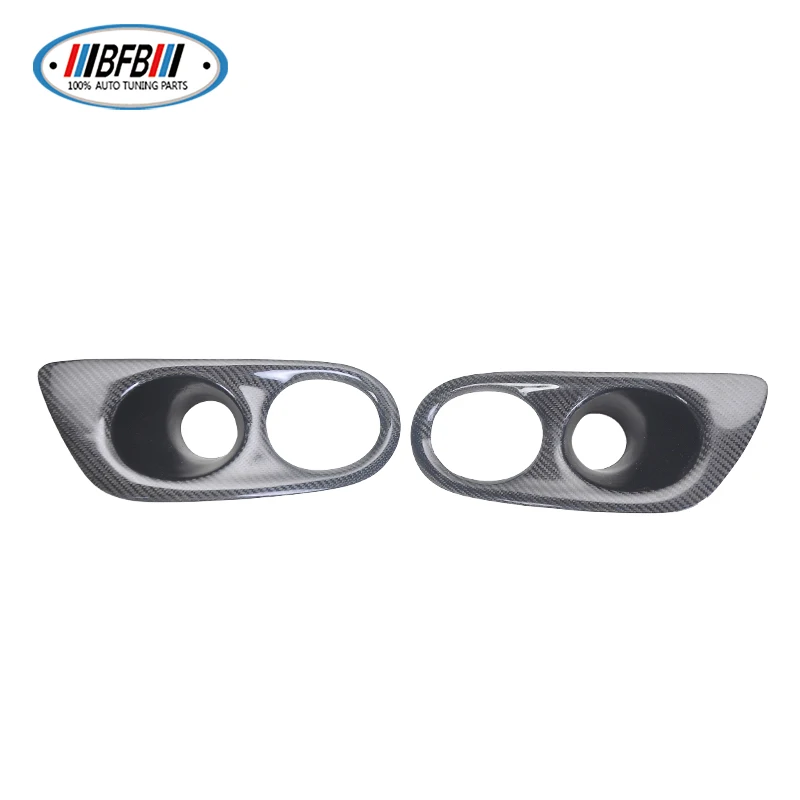 BFB 2pcs E46 Exteriors Carbon Fiber Stick On Front Bumper Fog Lamp Cover Fit For BMW 3 Series E46