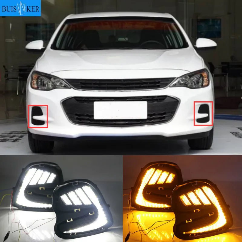 2PCS LED DRL For Chevrolet Cavalier 2016 2017 2018  Daytime Running Lights Turn Signal Fog Lamp Cover