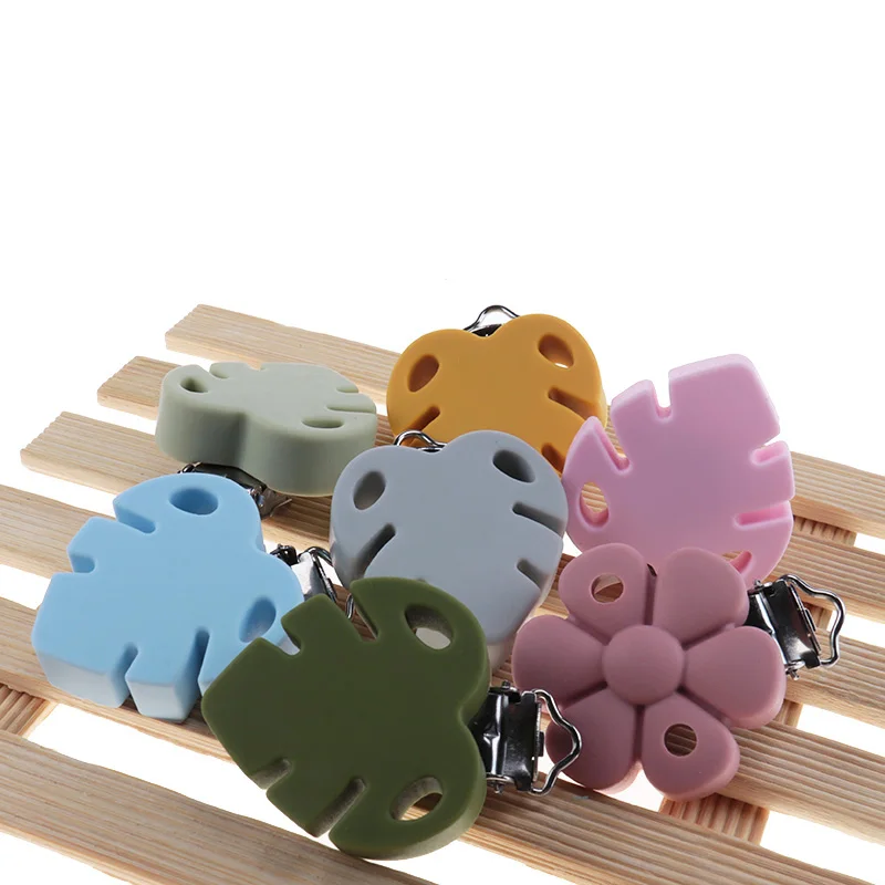 10pcs Clips Baby Teething Nurse Accessories Leaf Clip Flower Clip Baby Toys Baby Teething BPA Free Food Grade Pacifier Chain