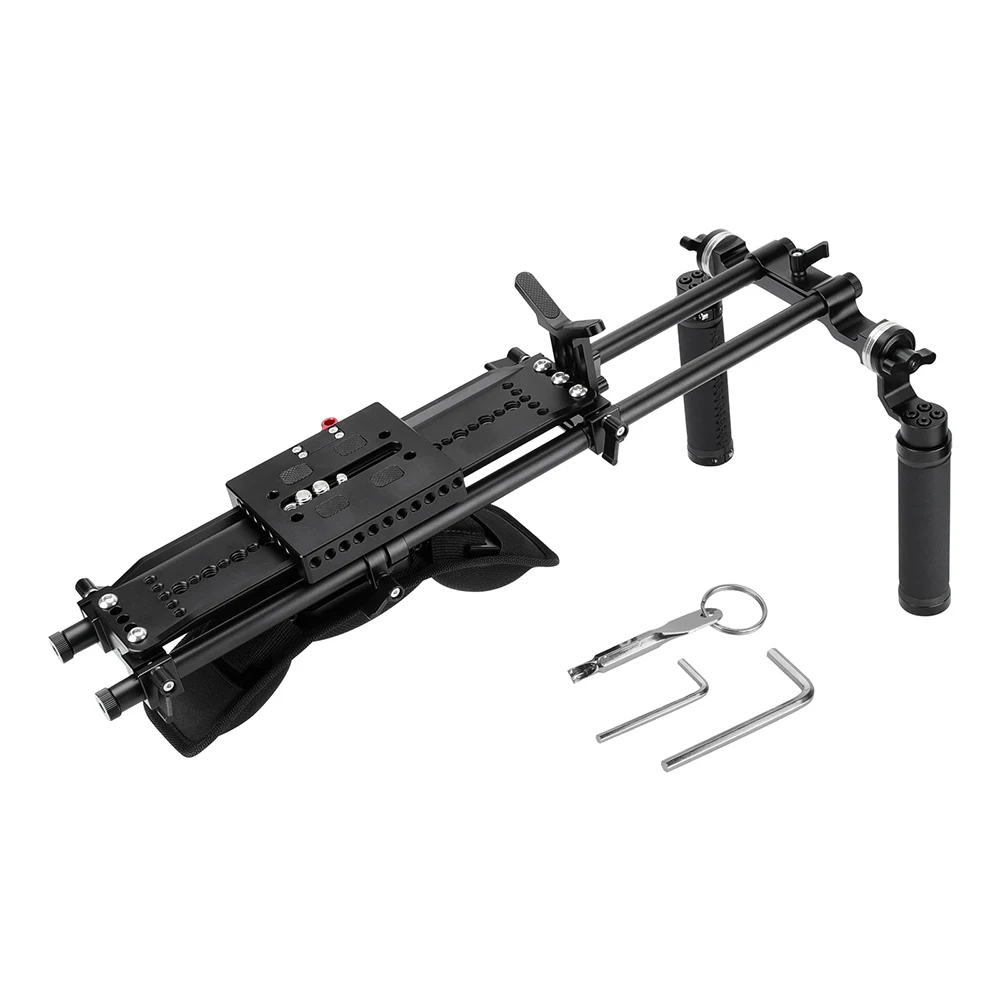 Kayulin Shoulder Mount Rig With ARRI 12 inch Dovetail Bridge Plate & Rosette Handgrip Pair For DSLR Camera / DV Camcorder