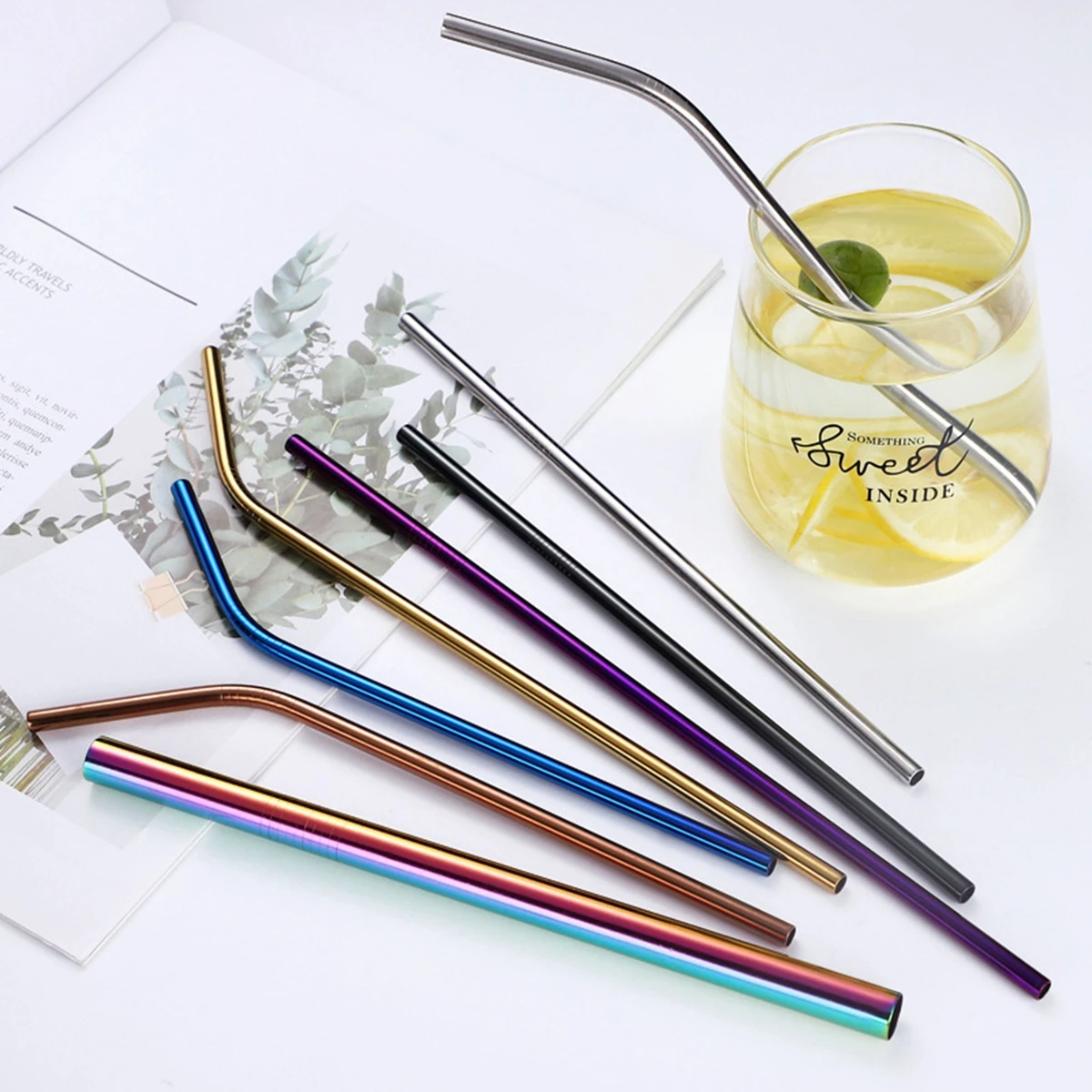 Reusable Metal Drinking Straws 304 Stainless Steel Drinking Straws Eco-friendly Bent Straight Drinks Straws for Cocktail Milk