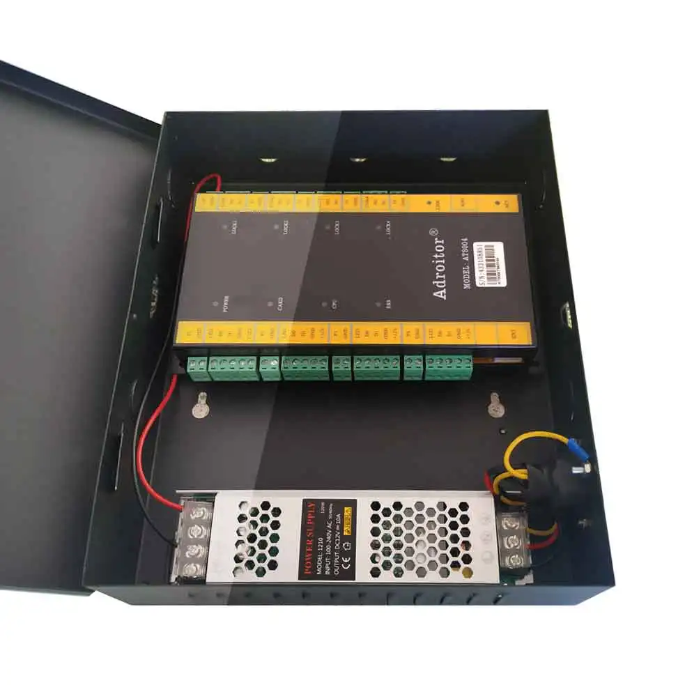 Access Control Kit TCP/IP Four Door Controller 10A Power Supply Support Time Attendance /Access/Alarm/Finger/Web Sn:AT-04
