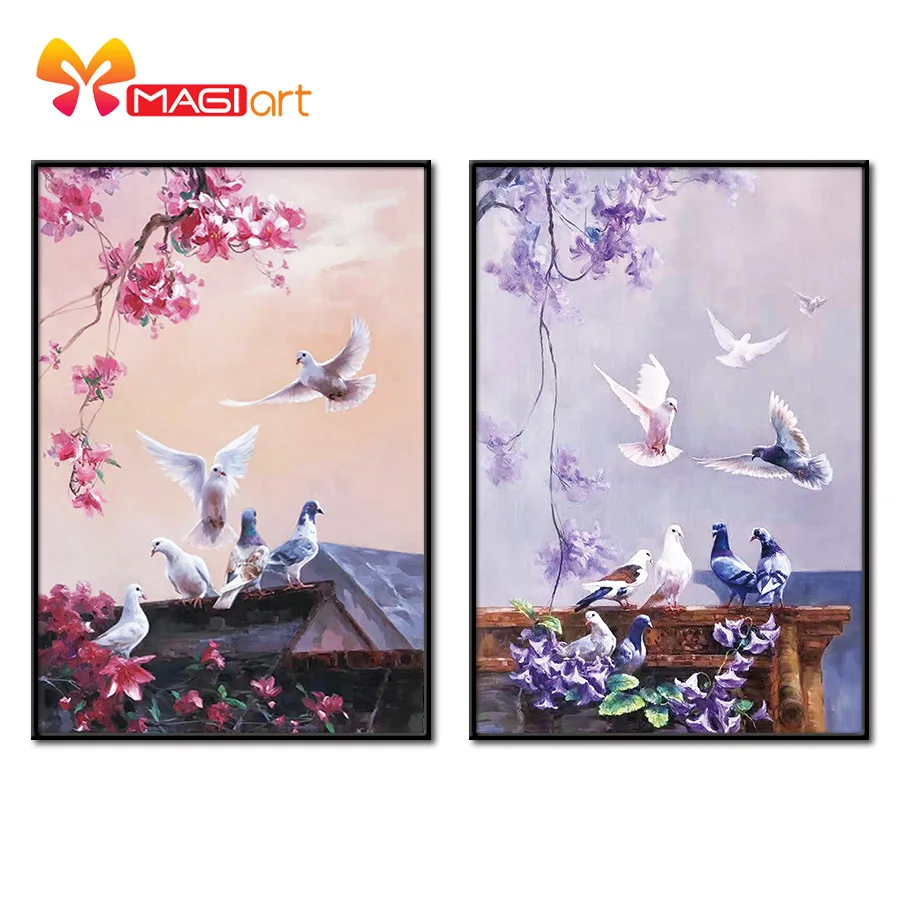 Cross stitch kits Embroidery needlework sets 11CT water soluble canvas patterns 14CT Chinese Style Flying Pigeon-NCMA005