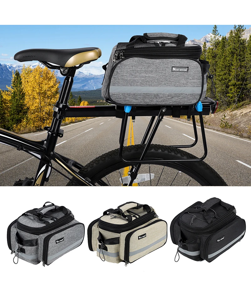 WEST BIKING Bicycle Bags Large Capacity Cycling Pannier MTB Bike Saddle Handbag Storage Luggage Carrier Bag Rear Rack Trunk Bags